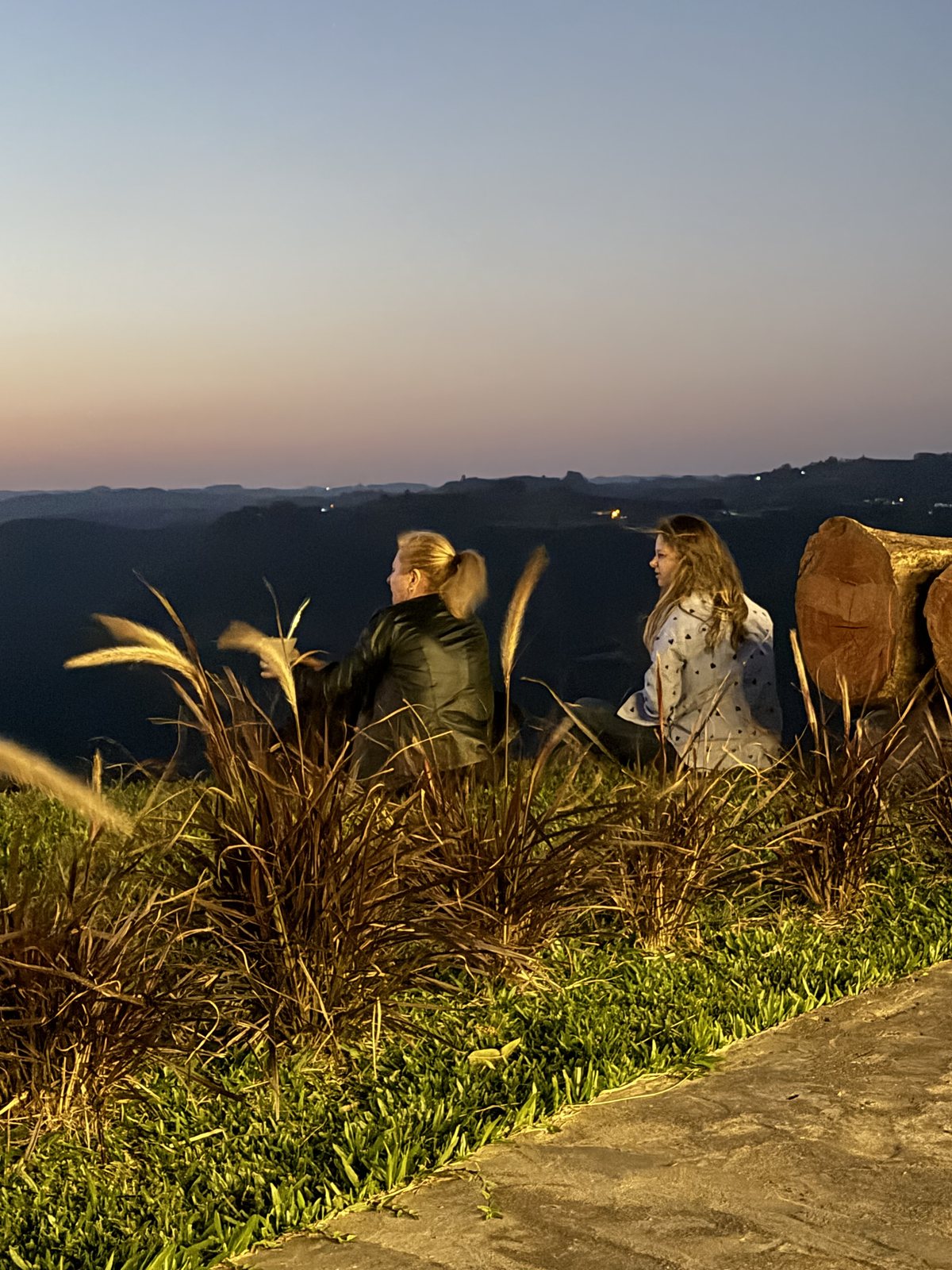 Convidados entre a vegetação alta, na borda do penhasco